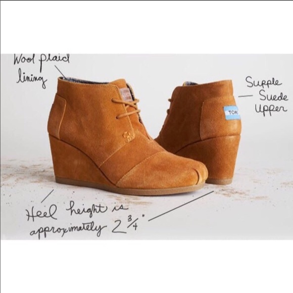 Toms Shoes - TOMS Desert Chestnut Suede Wedge Booties New 10